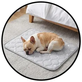 Dog Cooling Pad on a bedroom bed
